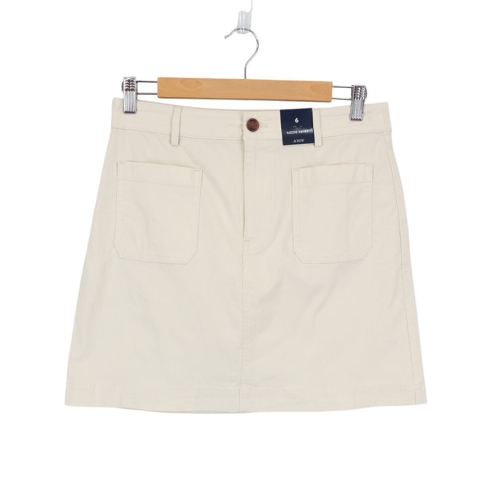 J.Crew Factory Lizzie Patch Pocket Mini Skirt Natural Size 6 NWT